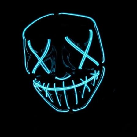 The Purge LED Mask | Mareridt blå | Premium kvalitet | Stiv plast | 3 blinkende tilstande | LED maske | Cosplay |[~13]