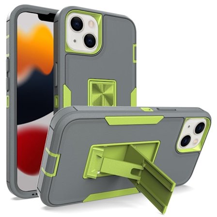 QU-Kompatibel med iPhone 13 mini anti-ridse stativ PC TPU stødsikkert mobiltelefoncover, kompatibel med iPhone 13 pro max