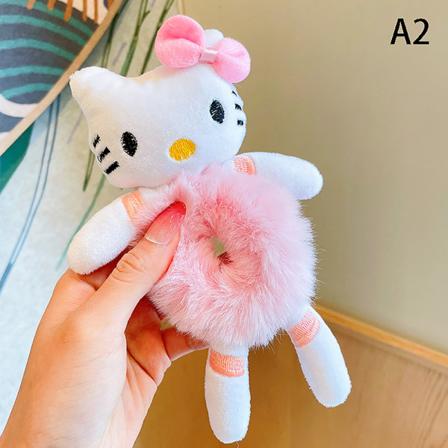 Winter e Plush Cartoon Animal Scrunchie Dame Jenter Barn Elasti A2