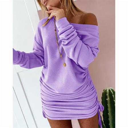 Lila Vinter Dam Sexig Miniklänning Party Snörning Grön Lång Sle