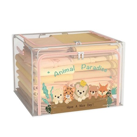 Stor Oppbevaringsboks med Håndtak Transparent Design Glidelåslukking Multifunksjonell Oppbevaring av Dyner Hjemme