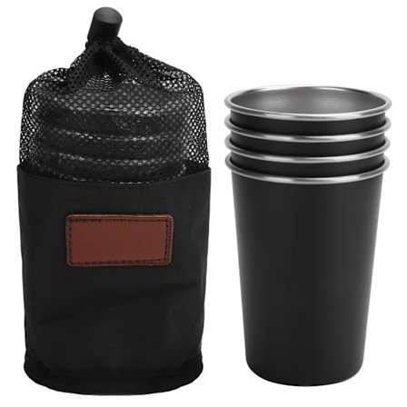 4 stk. rustfrit stålkrus til picnic, øl, drikkevarer til udendørs bjergbestigning, camping