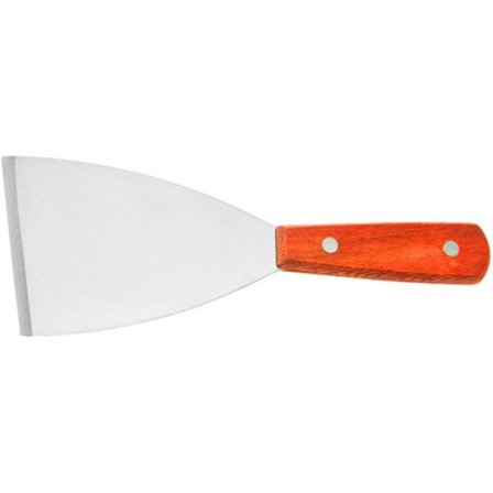 Rostfri spatel, metallspatlar vändare skrapa för gjutjärnsstekpanna, grillspatel med trähandtag, liten vinklad spade