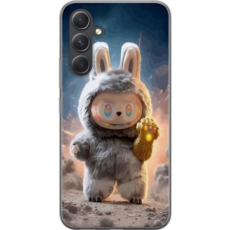 Kompatibel Mobilcover til Samsung Samsung Galaxy S24 Sød, fluffy kaninfigur med magisk handske i et episk lysmiljø, legende fantasyillustration
