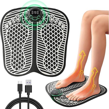 Elektronisk Fodmassager til Smerter og Blodcirkulation, Sammenklappelig Fodspa og Massager 8 Tilstande 19 Intensiteter, USB Genopladelig
