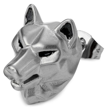 Stalowy kolczyk z wilkiem Jax dla mężczyzn