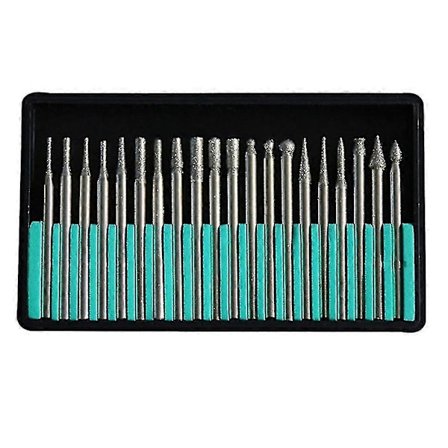 20 stk 3mm Skaft Diamantsliping Skjærehode Bor Bits Dremel Rotasjons Gravering Poleringsverktøy Sett (FMY)