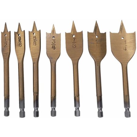 Premium bor, værktøjssæt, 7 stk. flade bor, metrisk palet