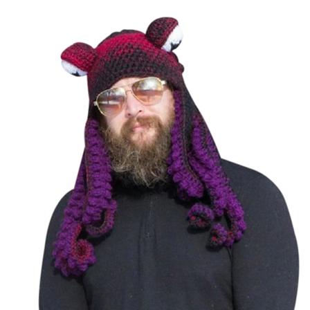 Tentakkelihattu Käsinkudottu mustekalahattu Joulu Halloween Cosplay Purple