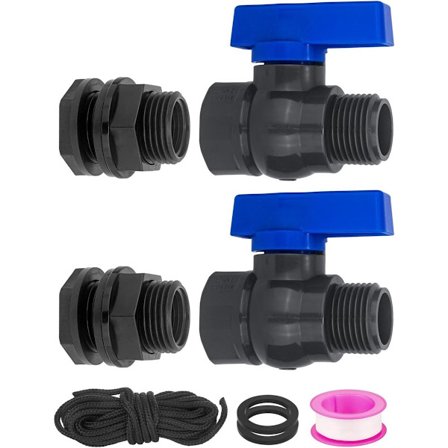 Regntunna Kran, Kran för Regntunna, 2 Regntunna Kran Set, Regntunna Kran med Kulventil och Skottanslutning, för Vattenadapter, Vattentank