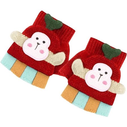 Tyttöjen ja poikien talviset lämpimät käsineet, lasten piirretty neulotut puoli-sormikkaat