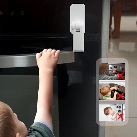 Dørhåndtaklås for dørhåndtak, 2 stk., hvit, dørhåndtak anti-åpning, dør- og vindusstappere for barn, anti-klype, dørhåndtak barn