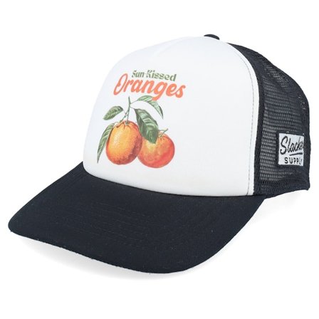 Slacker Supply - Nero trucker Cappellino - Sun Kissed Oranges Foam Black/White Vintage Trucker @ Hatstore