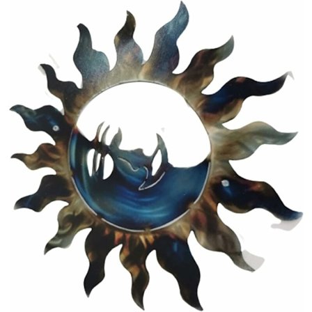 Sol Väggdekor Utomhus Metall Måne Hängande, Metall Väggdekor, Smidesjärn, Sol Hängande Prydnader för Hem, Vardagsrum, Trädgårdsdekoration