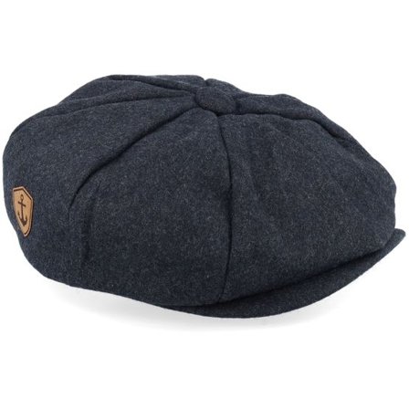 Jack Anchor - Grå flatcap Keps - Anchor Shield Patch Charcoal Wool Bakerboy @ Hatstore
