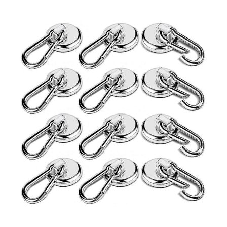 12-pack Starka Magnetiska Krokar, 27 kg Kraftiga Magnetkrokar Starka Neodymmagneter Med Karbinhake