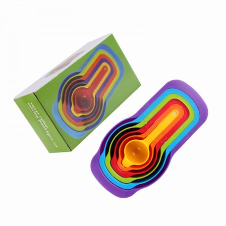 6-osainen sateenkaaren muovinen mittakuppi mittalusikka leivontaväline 6-osainen mittalusikka maustamislusikka maitojauhekahvilusikka