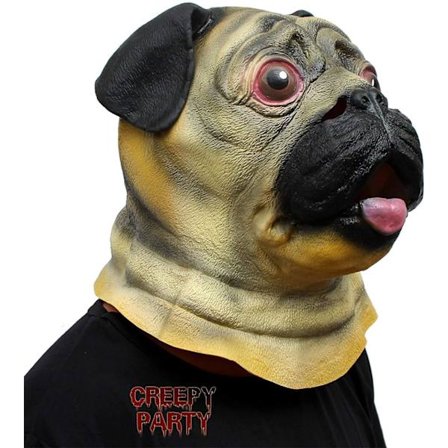 Halloween Kostymfest Djurhuvud Latex Mask Mops Hund