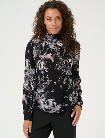 Kaffe Kaamber Smock Blouse Printed - Black - 40