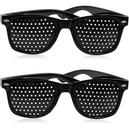 2-pak hullbriller for å forbedre synet, unisex sorte styrkebriller