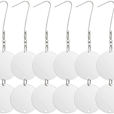 Fugleskremselskive for hagen. 16 reflekterende rustfrie stålskiver som fugleskremsel