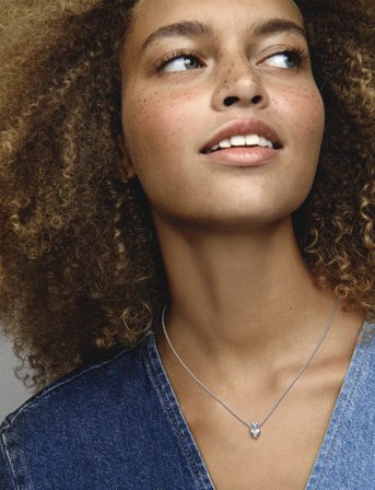 Pandora Heart Sterling Silver Collier With Clear Cubic Zirconia - Silver - 45 CM