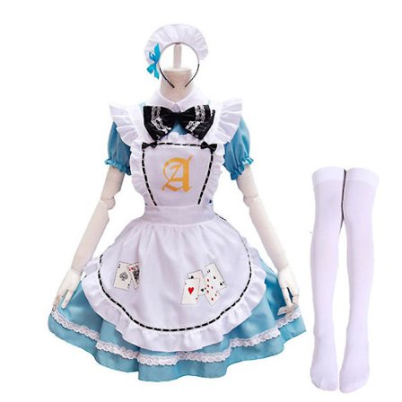 Blå Alice Spillekort Lolita Maid Kjole Kostumer Cosplay Til Piger Kvinde Servitrice Alice Poker Maid Party Scene Kostume