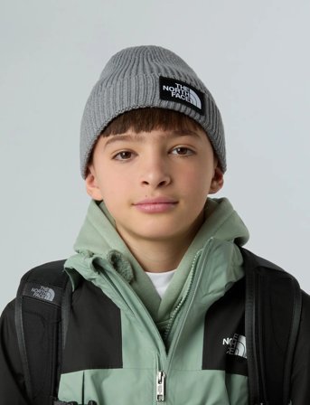 The North Face Kids Tnf Logo Box Cuffed Beanie - Grey - OS YOUTH