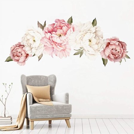 Suuri DIY-seinätarra Pionin ruusu kukka vedenkestävä seinätaide Deco