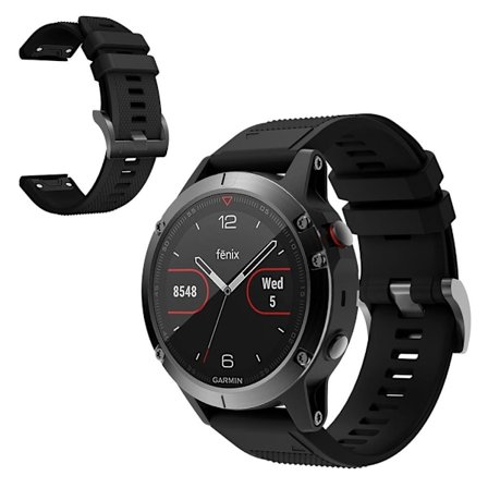 Garmin Fenix 5 kestävä silikoninen ranneke - Musta