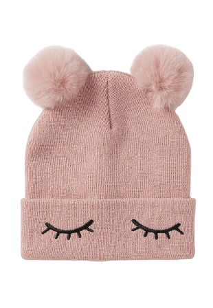 RIKIKI Glittrig mössa med pälsbollar NORA Mössor & hattar Rosa 50/52