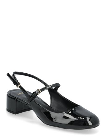 Patent Leather Block-Heel Shoes Black Mango