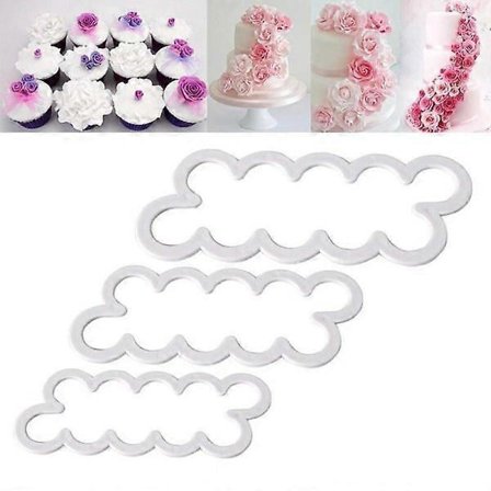 3-pakning Rosekutter - marsipanroser - former - baking Hvit