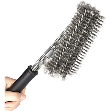 ING Perfekt Grillbørste til Grill, 45 cm Grillbørste - Børste i rustfrit stål med stålbørste, 3-i-1 Grillrenser
