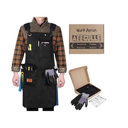 Puusepänverstaan esiliina, jossa on 10 työkalutaskua - Raskaan kankaan hitsausliina