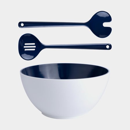 Insalatiera e posate per insalata in melamina Marine Business Blue, blu, 25 cm