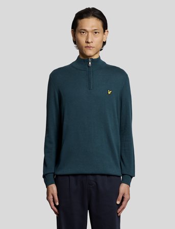 Lyle & Scott Cotton Quarter Zip Jumper - Green - XS