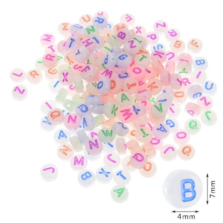 1000 stk. selvlysende akryl alfabet bogstav perler 7mm Selvlysende