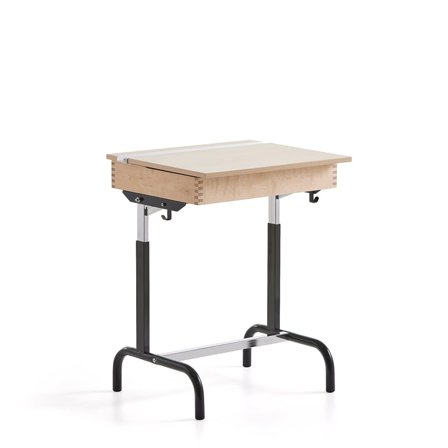 School desk 188, high pressure laminate, anthracite grey/birch