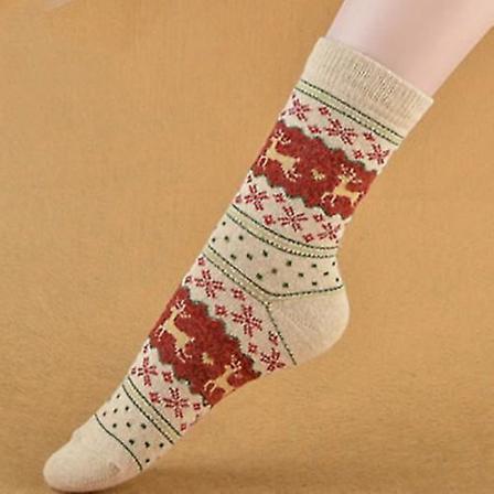 Kvinnors Jul Älg Bomullsstrumpor Beige 1 Pair
