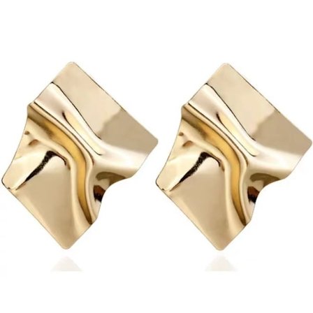 1 Par (Gull) Geometriske Uregelmessige Kvadratiske Ørepynt Vintage Gull