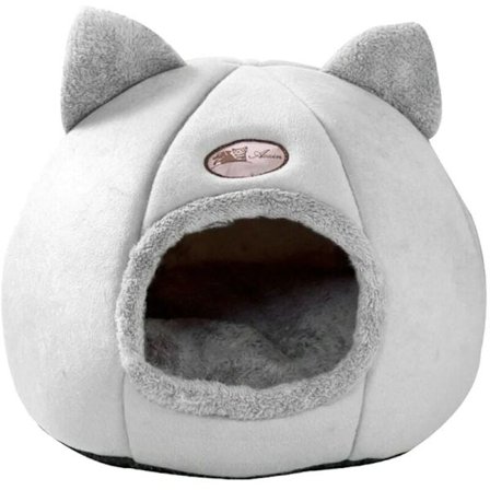 Kælehytte seng til indendørs katte og små hunde, kat beroligende seng hyggelig overdækket sovehus til hvalpe, killinger størrelse M 33CM