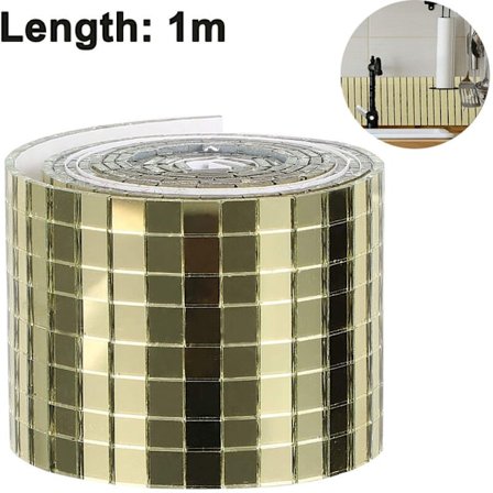 1464 st självhäftande minikvadratiska glasdekorativa hantverks-DIY-tillbehörsspeglar mosaikplattor 5 mm x 5 mm, guld