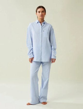Lexington Home Icons Jennifer Organic Cotton Light Oxford Pajama - Blue - M