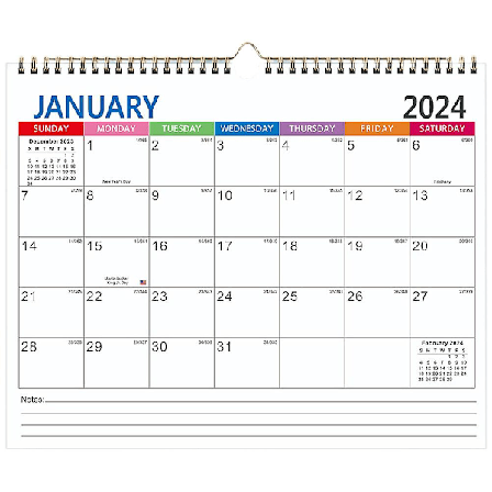 Vægkalender Engelsk Kalender Månedlig Kalender Vægophængt Kalender Til Daglig Brug