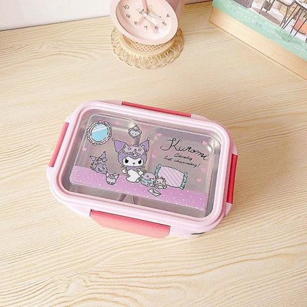 Sanrio-lounasrasia Kitty Kuromi Melody Cinnamoroll Kawai Ruostumaton teräs Kaksinkertainen Anti-kuumennus Kannettava eristys Lounaslaatikko kuromi-2