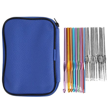 22 st Ergonomiska virknålar i aluminiummetall, olika storlekar, förvaring för resor