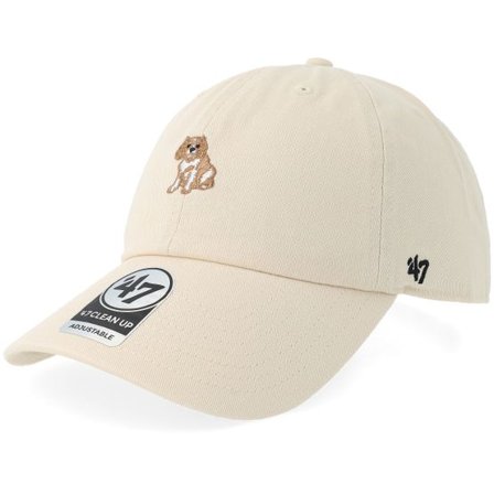 47 Brand - Beige unconstructed Keps - Base Runner Clean Up Cap-Dog Off White Dad Cap @ Hatstore
