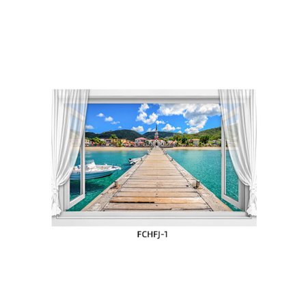 Selvklæbende vægklistermærker Falsk vindue Landskab Soveværelse Stue Baggrundsvæg Vægklistermærker Havlandskab Sengekants Vandtætte klistermærker