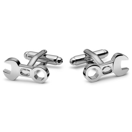 Kleos | Silberfarbene Manschettenknöpfe mit Schraubenschlüssel for Men